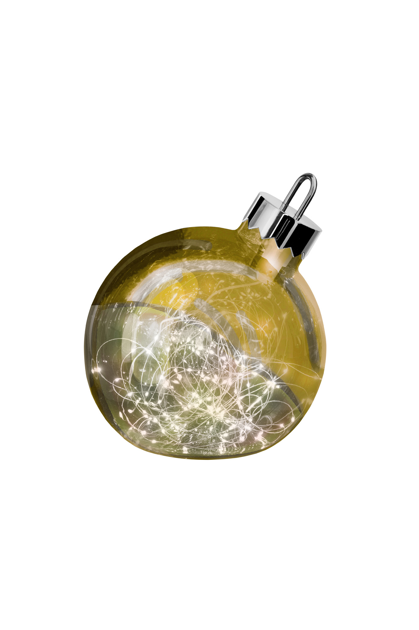 Sompex glazen gouden kerstbal Ø 25 cm met LED lampjes