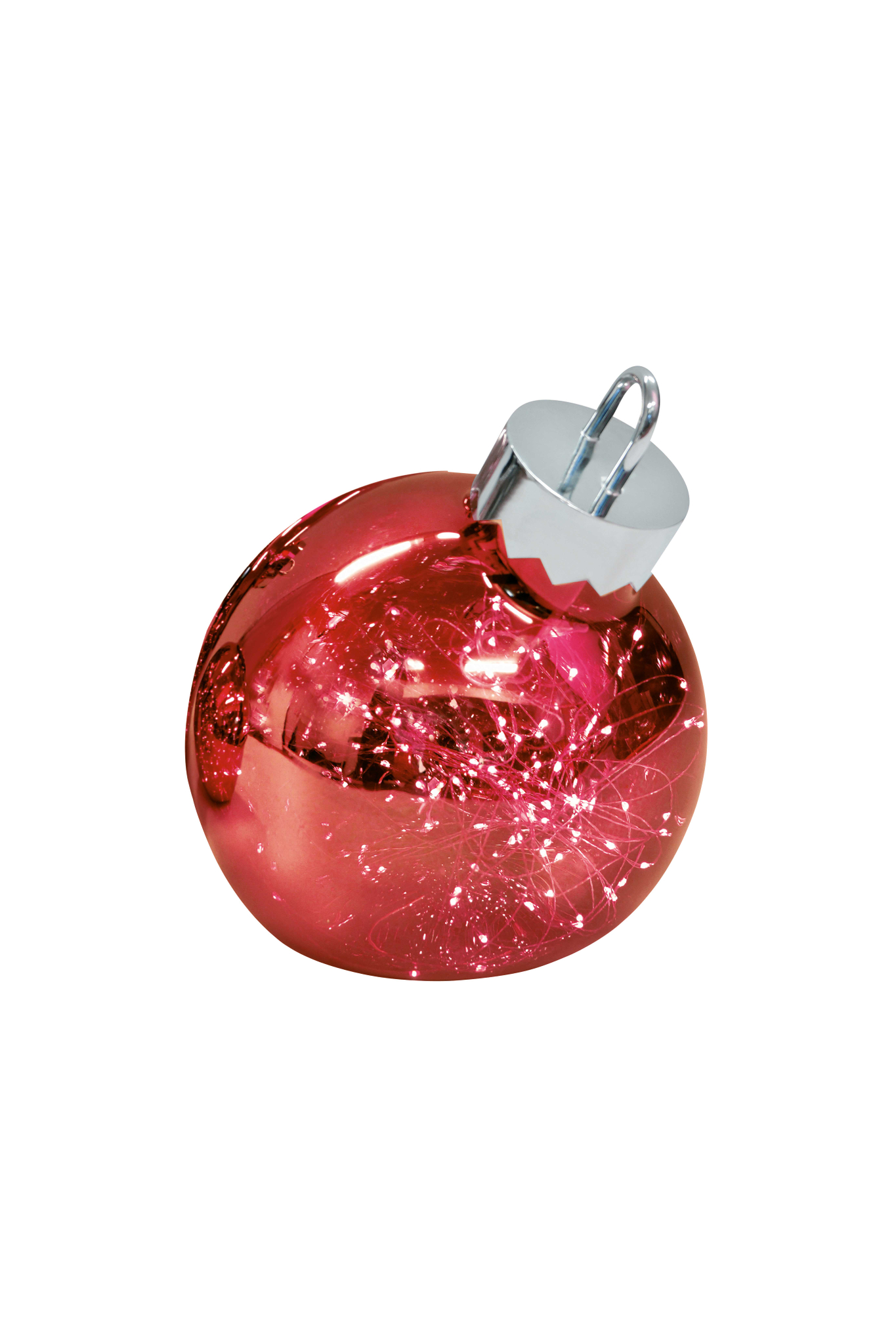Sompex glazen rode kerstbal Ø 25 cm met LED lampjes