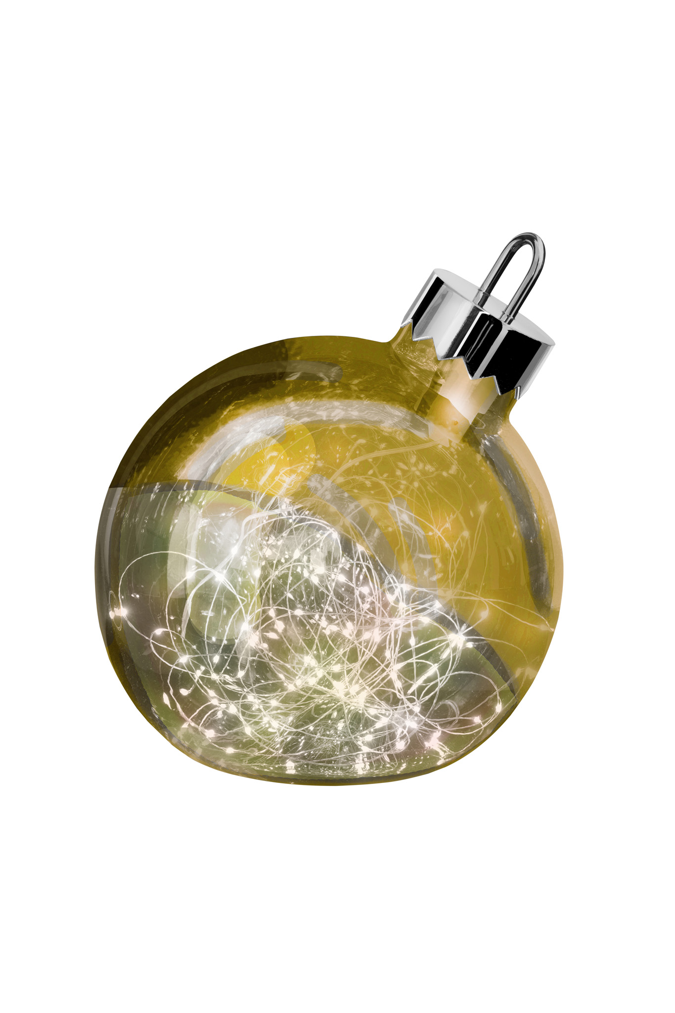 Sompex glazen gouden kerstbal Ø 30 cm met LED lampjes