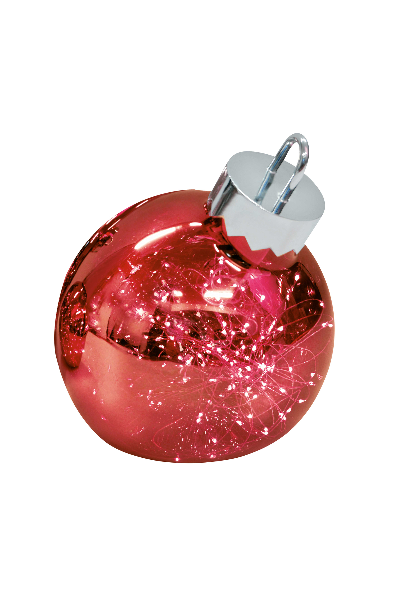 Sompex glazen rode kerstbal Ø 30 cm met LED lampjes