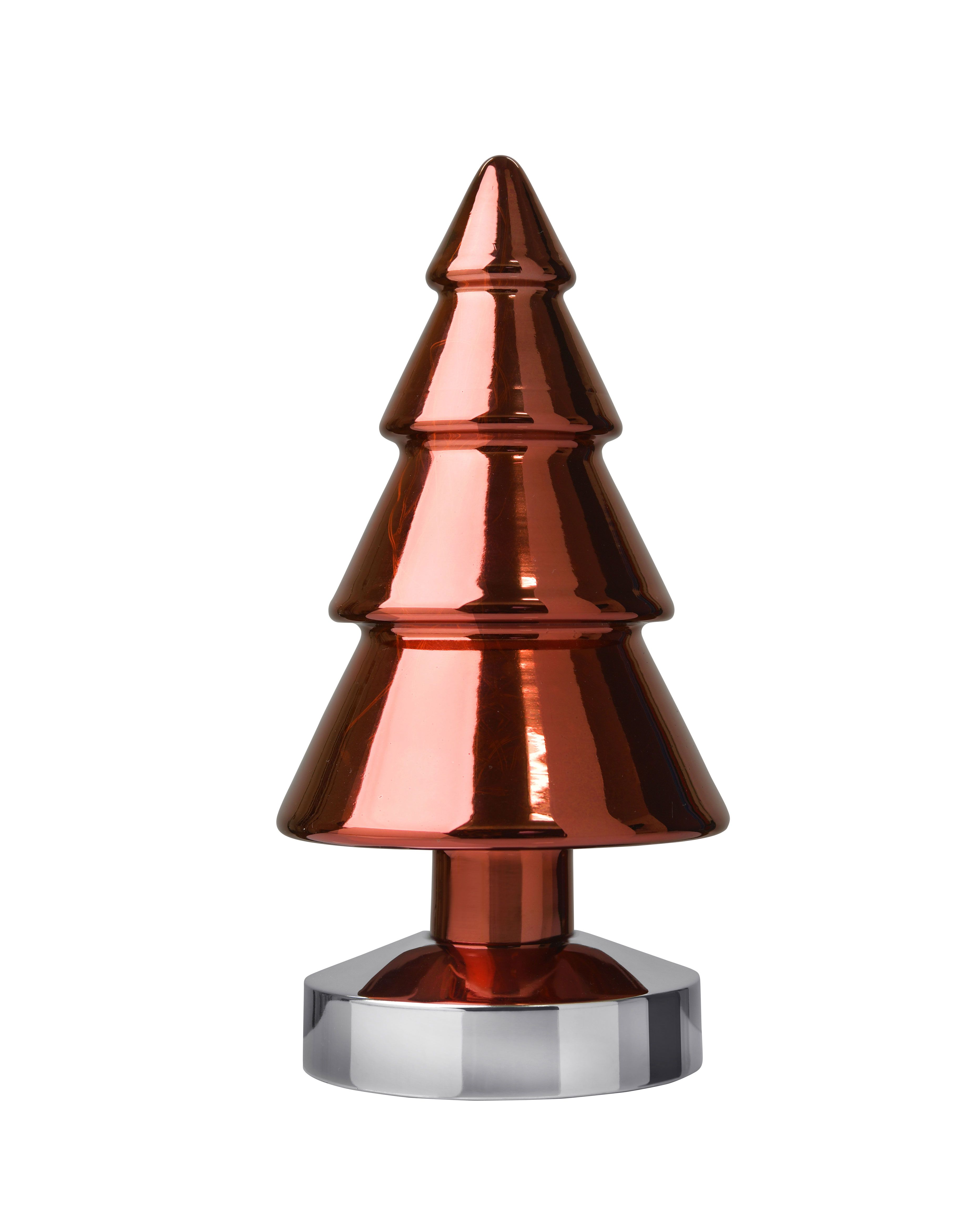 Sompex glazen rode kerstboom H 26 cm met LED lampjes
