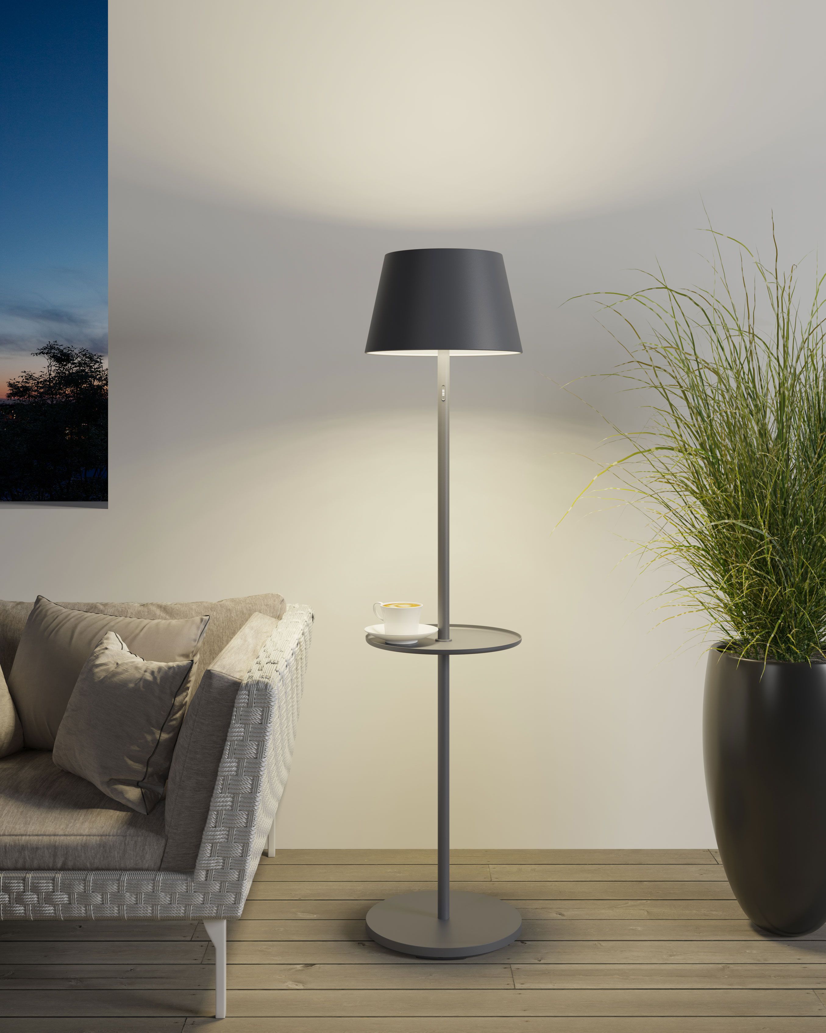Sompex Garcon RGB color LED buiten staande lamp | oplaadbaar (accu) | Aluminium | Dimbaar | antraciet | waterdicht IP65