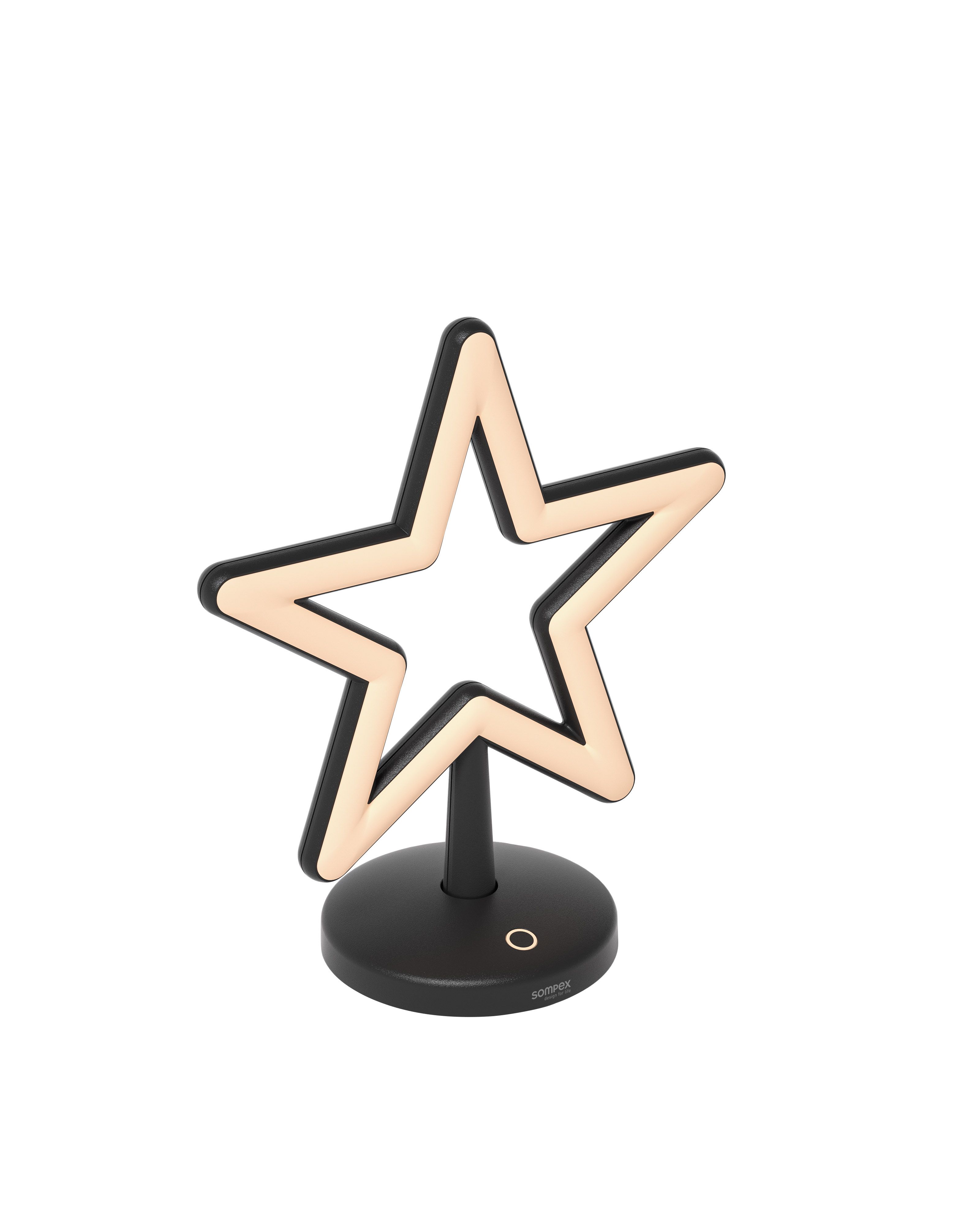 Star kerstster LED tafellamp (binnen) | oplaadbaar (accu) | zwart | Dimbaar | made by Sompex