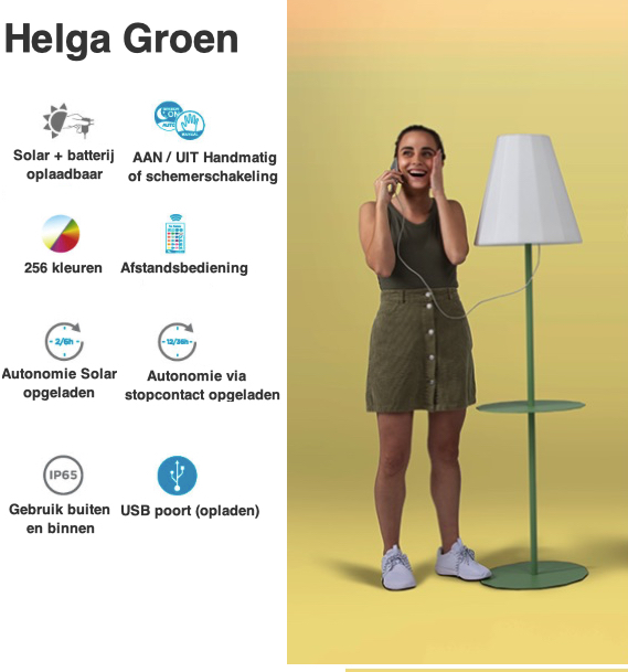 NewGarden Helga Solar LED Multicolor staande buitenlamp groen (draadloos/oplaadbaar)