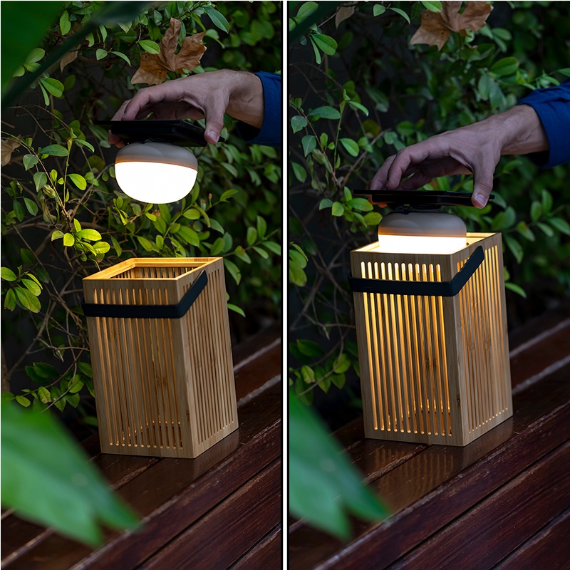 Buiten hanglamp / lantaarn Okinawa bamboe draadloos / Solar - oplaadbaar made by NewGarden