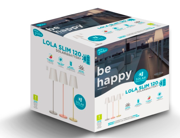 Lola Slim 120 Solar&Battery staande lamp zilver grijs LED multicolor made by NewGarden