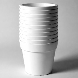 11 stuks buiten Bloempot Linea rond 20xh18,5 cm wit