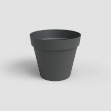 Buiten bloempot Capri rond 20x h18,9 cm antraciet met onderschotel