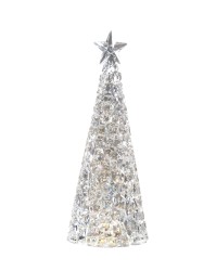 Sompex acryl 28 cm Glamor zilver kerstboom tafellamp, bewegende glitter, 0.192W LED.