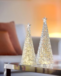 Sompex acryl 28 cm Glamor zilver kerstboom tafellamp, bewegende glitter, 0.192W LED.
