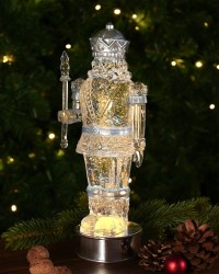 Sompex acryl 32 cm Glamor zilver notenkraker tafellamp bewegende glitters, LED