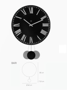 Binnen wandklok Bari slingerklok  Antraciet Ø 60 cm made by Sompex Clocks