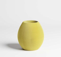 Deniss Maass Bloemenvaas Rond – M (14 × 14 cm) kunststof Geel