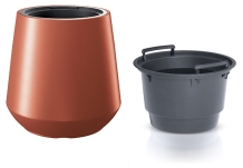 BB Happy kunststof buitenbloempot taps Ø 44x H 44 koper kleur