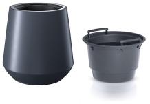 BB Happy kunststof buitenbloempot taps Ø 44x H 44 antraciet kleur