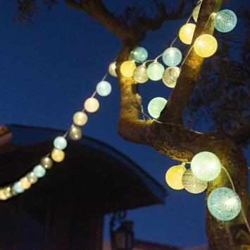 Guirled Lichtsnoer voor buiten met 16 x LED bollen SOLAR+BATT (6 meter) kleur Horizon