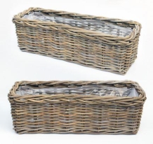 BB Happy rieten balkon mand voor buiten grey wash L46 x h17 cm