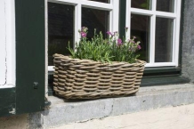 BB Happy rieten balkon mand voor buiten grey wash L46 x h17 cm