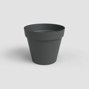 Buiten bloempot Capri rond 20x h18,9 cm antraciet met onderschotel