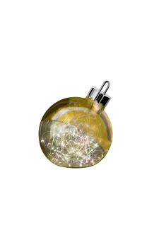 Sompex glazen gouden kerstbal Ø 20 cm met LED lampjes