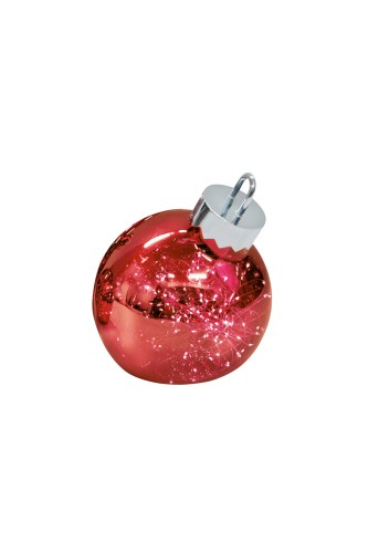 Sompex glazen rode kerstbal Ø 20 cm met LED lampjes