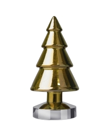 Sompex glazen gouden kerstboom H 26 cm met LED lampjes