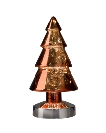 Sompex glazen rode kerstboom H 26 cm met LED lampjes