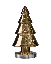 Sompex glazen gouden kerstboom H 34 cm met LED lampjes