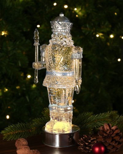 Sompex acryl 32 cm Glamor zilver notenkraker tafellamp bewegende glitters, LED