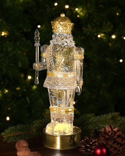 Sompex acryl 32 cm Glamor goud notenkraker tafellamp bewegende glitters, LED