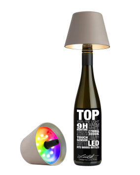 Sompex TOP LED buiten tafellamp |RBG multicolor  |oplaadbaar (accu) | Kunststof | Dimbaar | taupe | waterdicht IP44