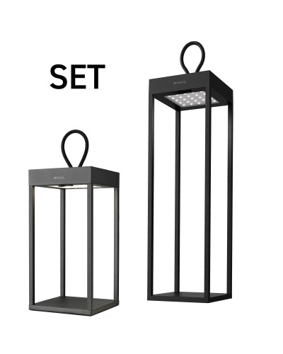 Grace Set van 2 buiten tafellampen | oplaadbaar (accu) | Aluminium | Dimbaar | zwart | waterdicht IP65 made by Musterring