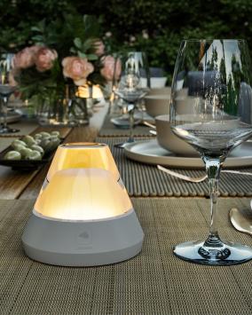Salerno RGB LED (multi color) buiten tafellamp | oplaadbaar (accu) | Aluminium | Dimbaar | grijs | waterdicht IP54