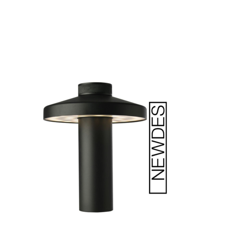 Newdes Turn LED buiten tafellamp (by Sompex) | oplaadbaar (accu) | Aluminium | Dimbaar | zwart | waterdicht IP54