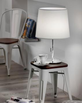 Amsterdam binnen tafellamp | witte kap  | metaal chroom | 45 - 67 cm hoog | made by Villeroy & Boch