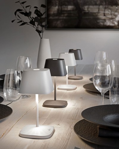 Villeroy & Boch Neapel RC LED buiten tafellamp | oplaadbaar (accu) | Aluminium | Dimbaar | wit | waterdicht IP65 |