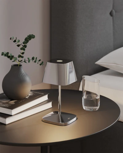 Villeroy & Boch Neapel RC LED buiten tafellamp | oplaadbaar (accu) | Aluminium | Dimbaar | chroom | waterdicht IP65 |