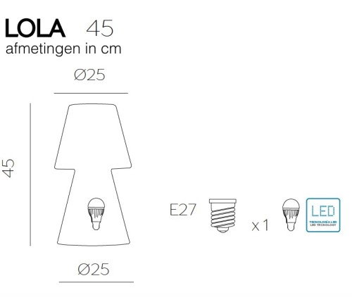 NewGarden Lola 45 LED (warm wit licht) buitenverlichting staande lamp wit kunststof 45cm