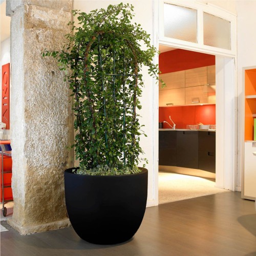 Buiten Bloempot XXL rond 54h44 cm Etria zwart (pearl black) Made by  Euro3Plast