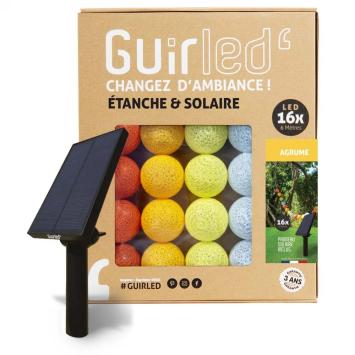 Guirled Lichtsnoer voor buiten met 16 x LED bollen SOLAR+BATT (6 meter) kleur Agrume