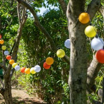 Guirled Lichtsnoer voor buiten met 16 x LED bollen SOLAR+BATT (6 meter) kleur Agrume