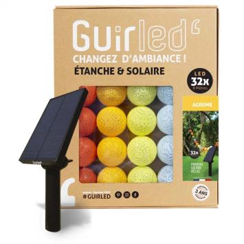 Guirled Lichtsnoer voor buiten met 32 x LED bollen SOLAR+BATT (9 meter) kleur Agrume