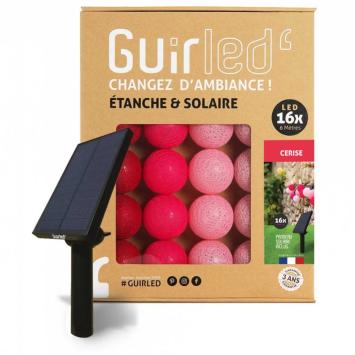 Guirled Lichtsnoer voor buiten met 16 x LED bollen SOLAR+BATT (6 meter) kleur Cerise