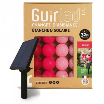 Guirled Lichtsnoer voor buiten met 32 x LED bollen SOLAR+BATT (9 meter) kleur Cerise