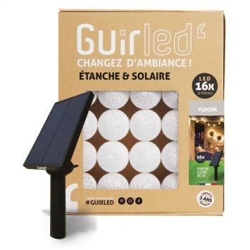 Guirled Lichtsnoer voor buiten met 16 x LED bollen SOLAR+BATT (6 meter) kleur Flocon