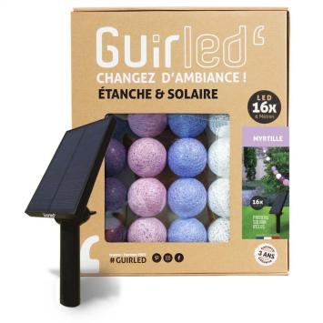 Guirled Lichtsnoer voor buiten met 16 x LED bollen SOLAR+BATT (6 meter) kleur Myrtille