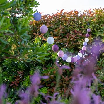 Guirled Lichtsnoer voor buiten met 32 x LED bollen SOLAR+BATT (9 meter) kleur myrtille