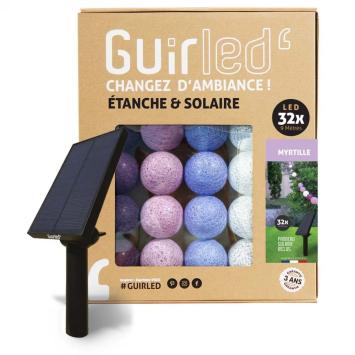 Guirled Lichtsnoer voor buiten met 32 x LED bollen SOLAR+BATT (9 meter) kleur myrtille