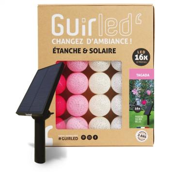 Guirled Lichtsnoer voor buiten met 16 x LED bollen SOLAR+BATT (6 meter) kleur Tagada