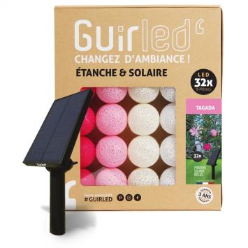 Guirled Lichtsnoer voor buiten met 32 x LED bollen SOLAR+BATT (9 meter) kleur Tagada